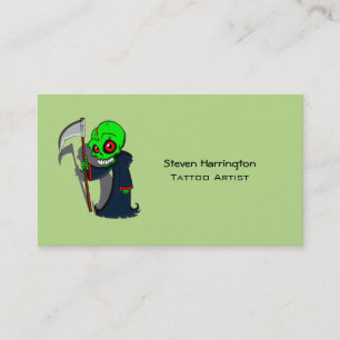 Coolan Lekande grim Reaper Illustration Creepy Visitkort