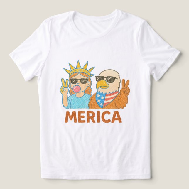 Coolan "Merica Vibes - Statue & Eagle Peace Squad  T Shirt (Design Framsida)