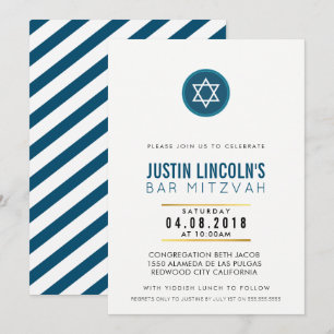COOLAN MODERN PUB MITZVAH party INBJUDAN mörk blåt