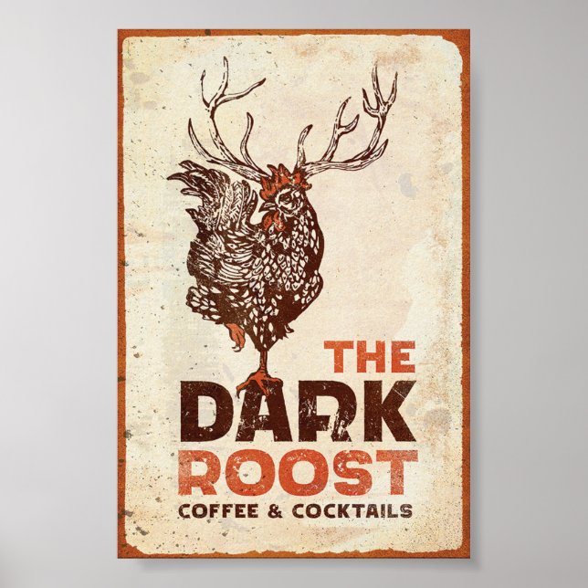 coolan "Mörk Roost Coffee & Cocktails" Poster (Framsidan)