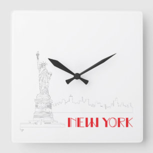 Coolan New-York, staty-of-Liberty Fyrkantig Klocka