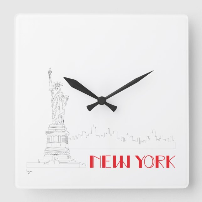 Coolan New-York, staty-of-Liberty Fyrkantig Klocka (Framsida)