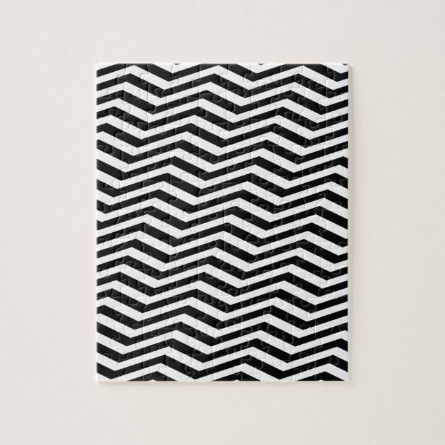Coolan Optisk svartvit Chevron-Mönster i Illusion  Pussel (Vertikal)