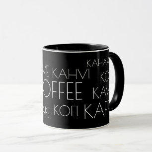 Coolan Ord COFFEE på många språk Mugg