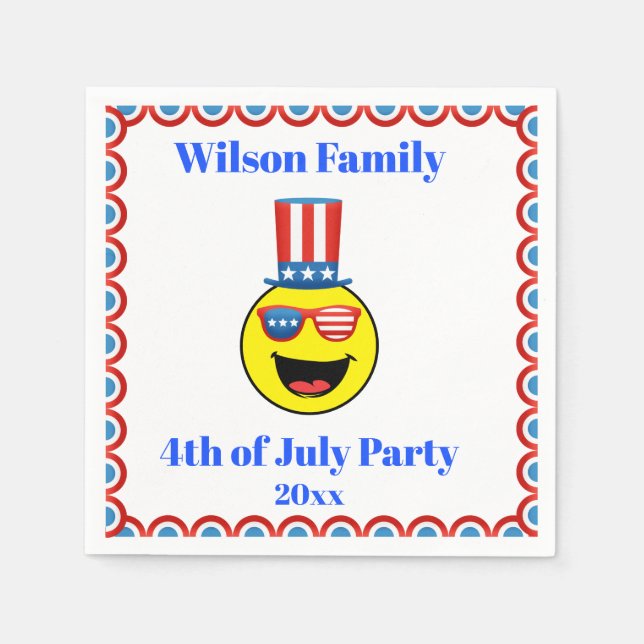 coolan Patriotic Emoji i  Party den 4 juli Pappersservett (Framsidan)