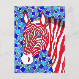 Coolan Patriotic Zebra Red White och Blue Rand Vykort