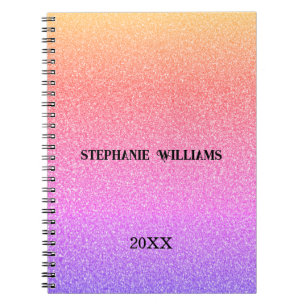 Coolan rosa Lila Glitter Anpassat namn Monogram Gi Anteckningsbok