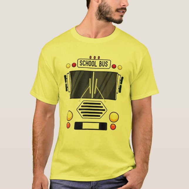 Coolan School Buss Costume Easy Fordon Halloween T Shirt (Framsida)