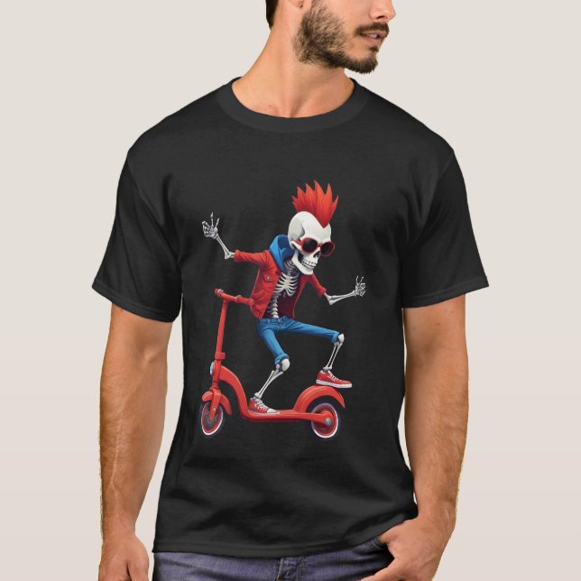 Coolan Stunt Scooter Skeleton Scooter Kids T Shirt (Framsida)