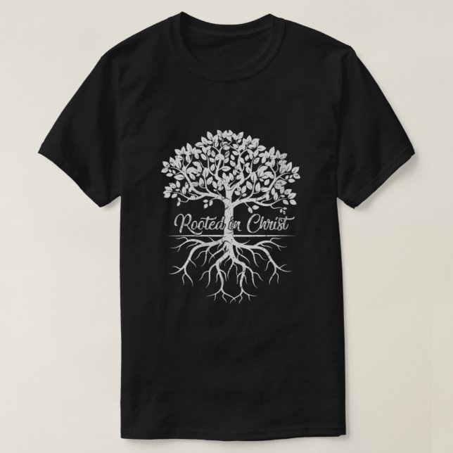 Coolan Womens Rooted in Jesus Shirt Christian Fait T Shirt (Design framsida)
