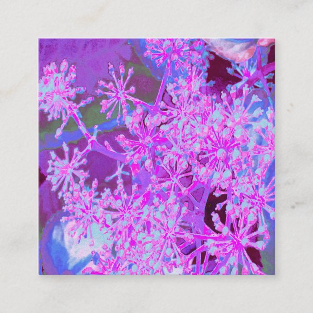 Coolans Abstrakt Retro Natur i Shock rosa och Lila Fyrkantigt Visitkort (Framsida)