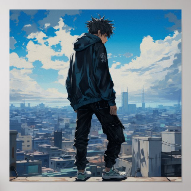 Coolans animeringstecken med Baggy Black Byxor och Poster (Framsidan)