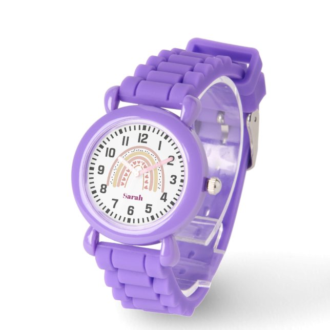 Coolans anpassade namn Boho Rainbow och Hearts Armbandsur (Vinkel)