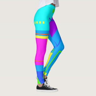 COOLANS ÅTSKILJEFORM: MÖNSTER 80S NEON FÄRG LEGGINGS
