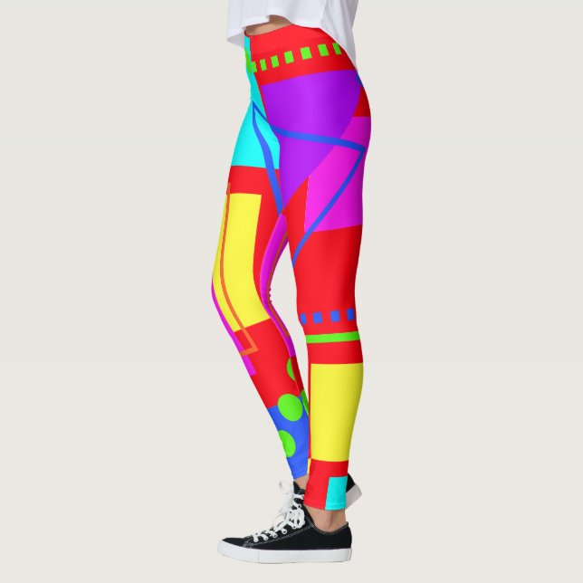 COOLANS ÅTSKILJEFORM: MÖNSTER 80S NEON FÄRG LEGGINGS (Vänster)
