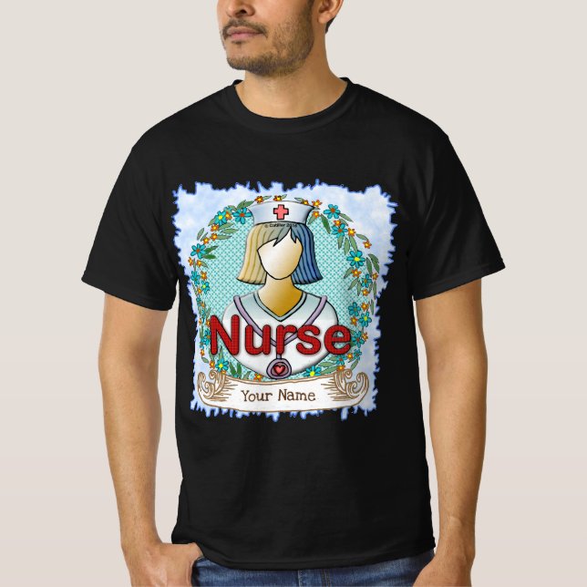 Coolans blommigt sjuksköterska t shirt (Framsida)