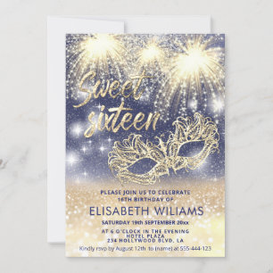 Coolans fyrverkeri Masquerad charming glittery omb Inbjudningar