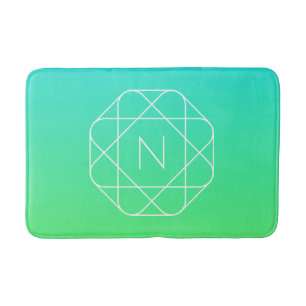 Coolans geometriska monogram Grön gemene och blå Badrumsmatta