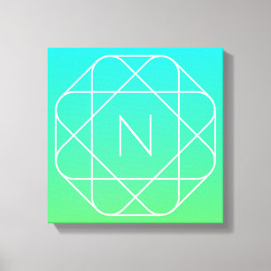 Coolans geometriska monogram Grön gemene och blå Canvastryck
