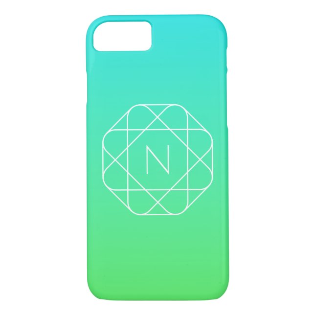 Coolans geometriska monogram | Grön gemene och blå Case-Mate iPhone Skal (Baksida)