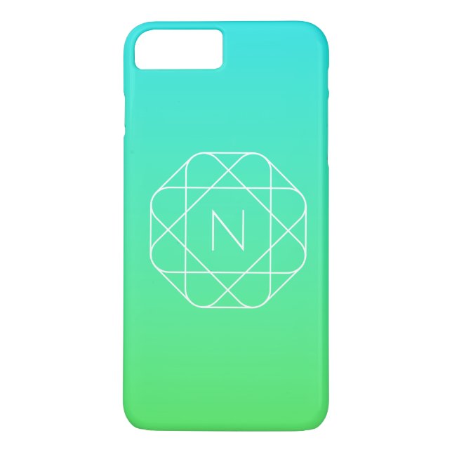 Coolans geometriska monogram | Grön gemene och blå Case-Mate iPhone Skal (Baksida)