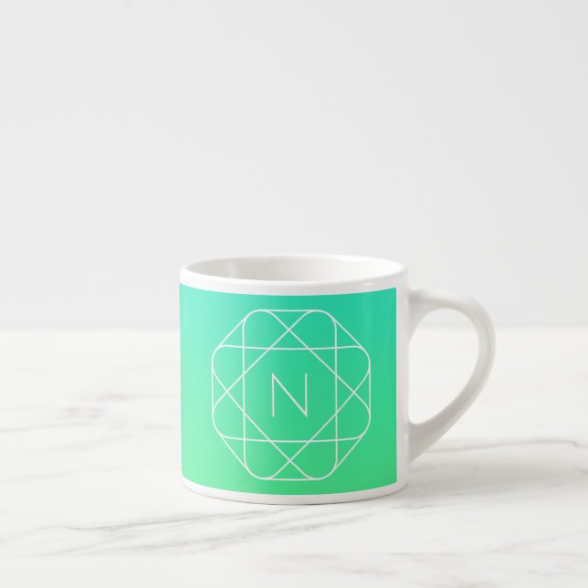 Coolans geometriska monogram | Grön gemene och blå Espressomugg (Höger)