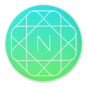 Coolans geometriska monogram Grön gemene och blå Knopp