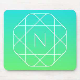Coolans geometriska monogram Grön gemene och blå Musmatta