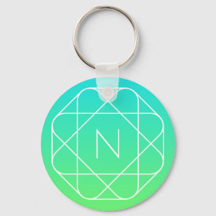 Coolans geometriska monogram Grön gemene och blå Nyckelring