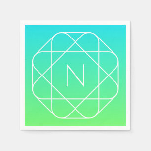 Coolans geometriska monogram Grön gemene och blå Pappersservett