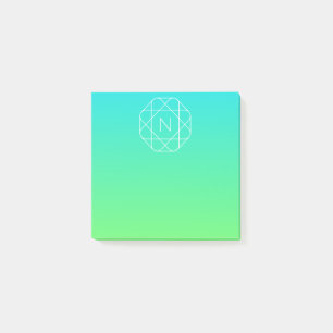 Coolans geometriska monogram Grön gemene och blå Post-it Block