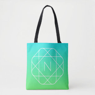 Coolans geometriska monogram Grön gemene och blå Tygkasse