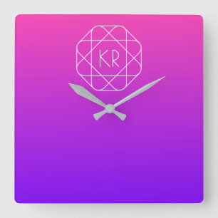 Coolans geometriska monogram   Lila av Magenta Vio Fyrkantig Klocka