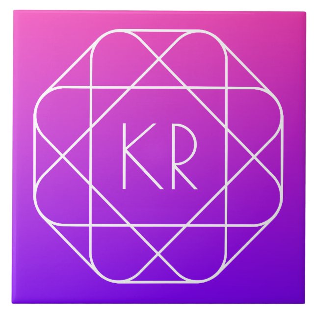 Coolans geometriska monogram | Lila av Magenta Vio Kakelplatta (Framsidan)