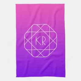 Coolans geometriska monogram | Lila av Magenta Vio Kökshandduk