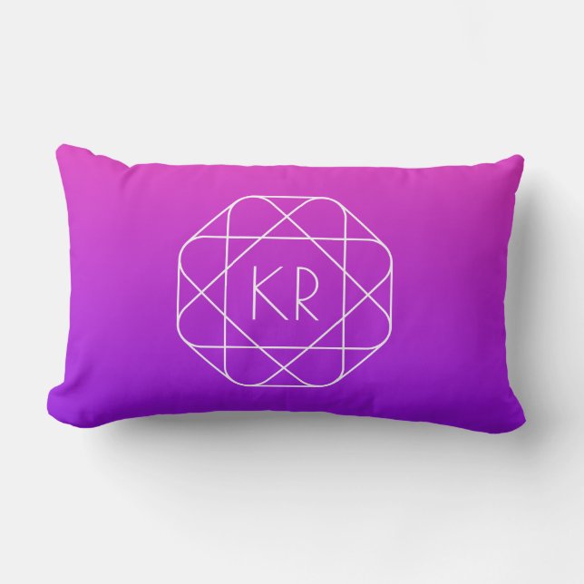 Coolans geometriska monogram | Lila av Magenta Vio Lumbarkudde (Framsida)