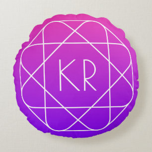 Coolans geometriska monogram   Lila av Magenta Vio Rund Kudde