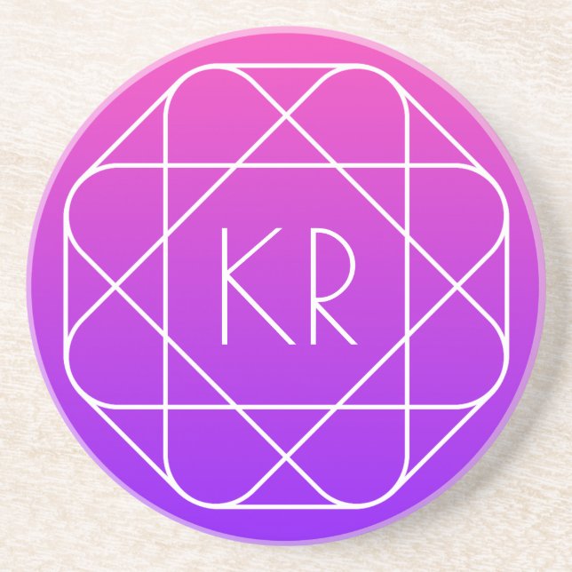 Coolans geometriska monogram | Lila av Magenta Vio Underlägg (Framsidan)