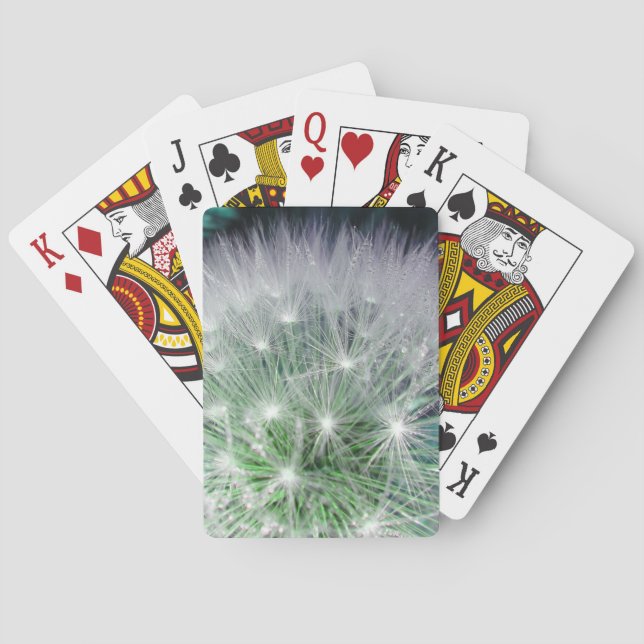 Coolans grönt och vit dandelion med vattendroppar casinokort (Baksidan)