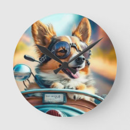 Coolans hund biker,söt hund för akrylväggklocka rund klocka