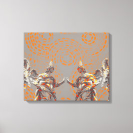 Coolans kollage av skulpturer och orangar canvastryck