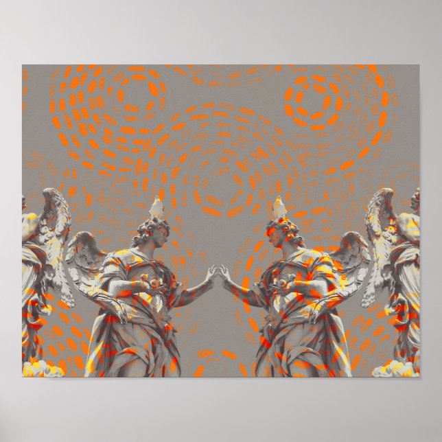 Coolans kollage av skulpturer och orangar poster (Framsidan)