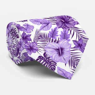 Coolans lila, vit tropisk blommigt slips