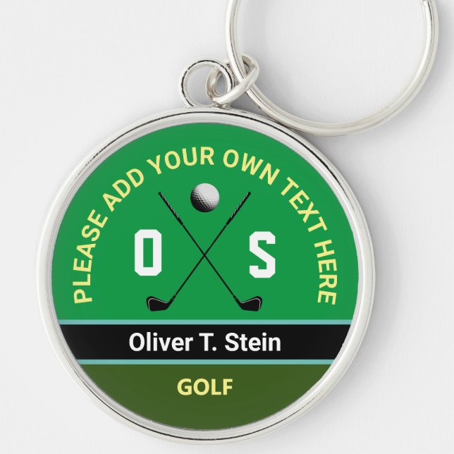 coolans moderna grönt golfer namn rund silverfärgad nyckelring (Framsidan)