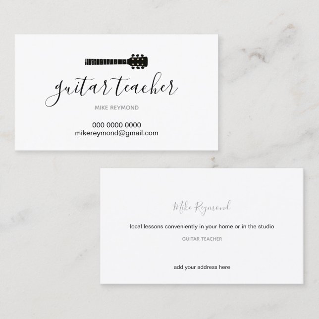 coolans moderna musiklärare . gitarlektioner visitkort (Fram/baksida)