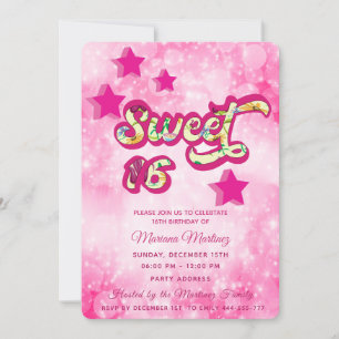 Coolans moderna toppens rosa av stjärntypografi inbjudningar
