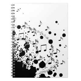 coolans musikexplosion, svart och vitt anteckningsbok med spiral