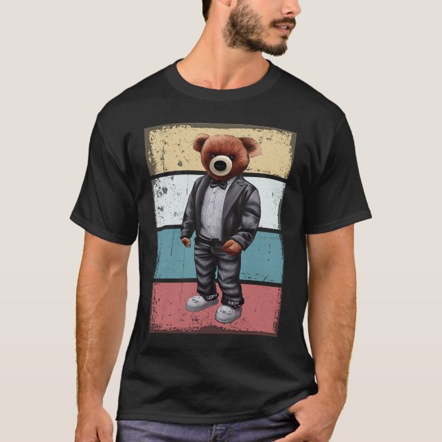Coolans nalle med retrobakgrund t shirt (Framsida)