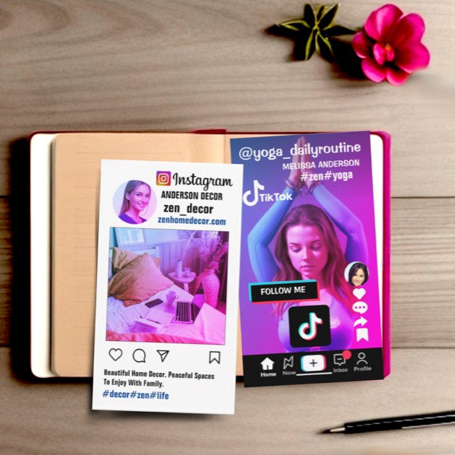 coolans trendig dubbla-sidad insta-tiktoklayout visitkort (Double sided social media insta tiktok layout business card)