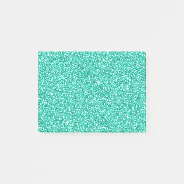 Coolans trendig vibrerar nyljusblå faux glitter post-it block (Framsida)